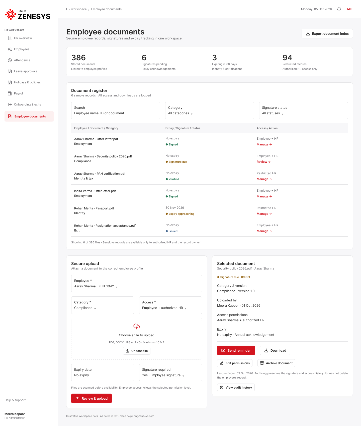 Employee documents — Desktop